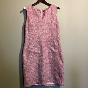 Karl Lagerfeld pink sheath dress with distressed trim detail.